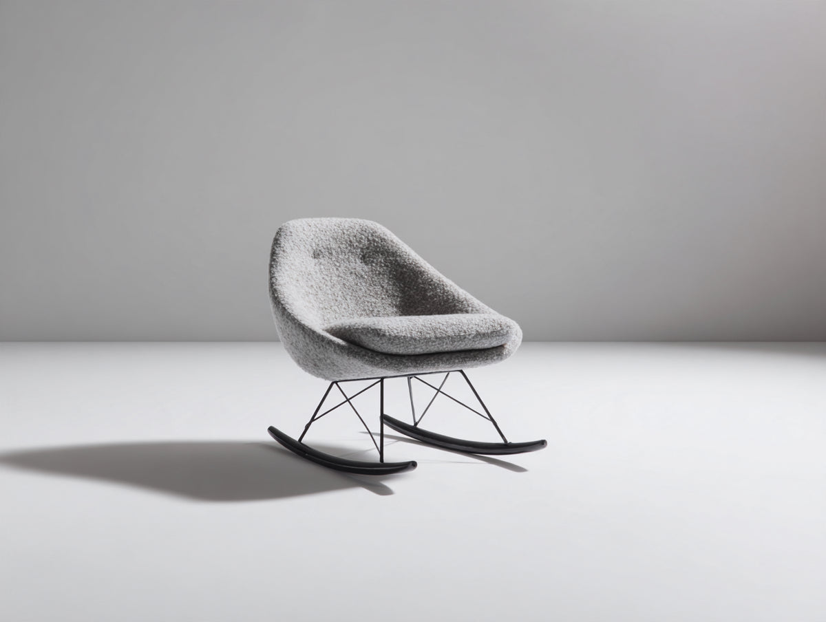 Mecedora 72x82x86 cm - gris-negro - diseño envolvente con base curva