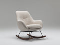 Mecedora de tejido bouclé metal y madera 75x90x100 cm - crema-negro-marrón oscuro - diseño moderno con base curva