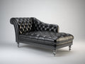 Chaise longue 196x86x89 cm - negro - diseño capitoné con respaldo curvo
