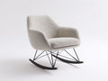 Mecedora tapizada 80x86x84 cm - Blanco crema-Negro - Diseño envolvente con base curva