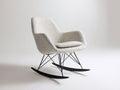 Mecedora de tejido bouclé y metal 76x88x96 cm - crema-negro - diseño moderno con base curva