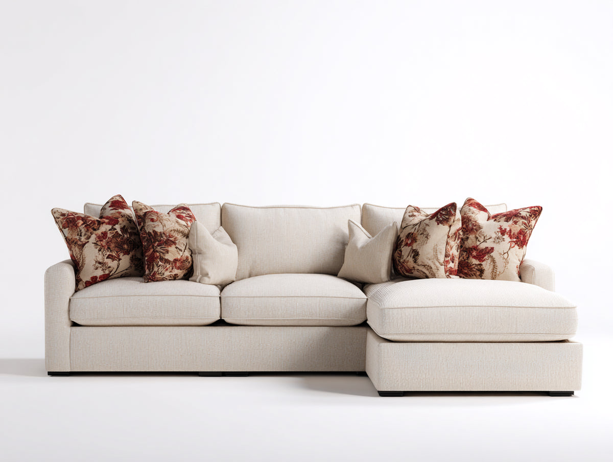 Sofá de esquina 285x185x88 cm - beige - diseño contemporáneo con chaise longue