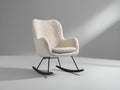 Mecedora tapizada 78x90x101 cm - Blanco crema-Marrón oscuro - Respaldo alto y base curva