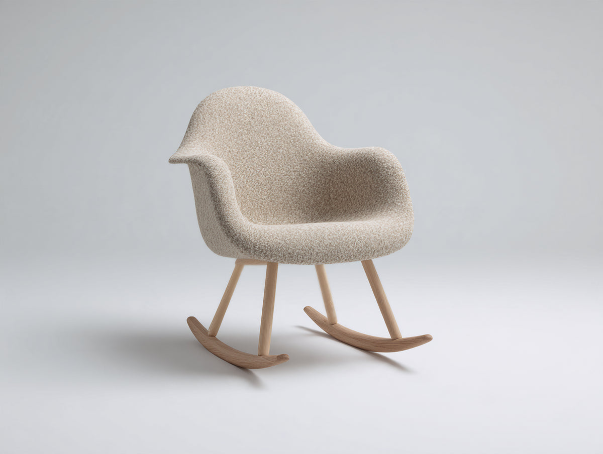 Mecedora 76x82x86 cm - beige-madera - asiento envolvente con patines curvos