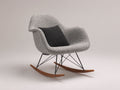 Mecedora tapizada 81x87x88 cm - Gris claro-Marrón - Diseño envolvente con patines curvos
