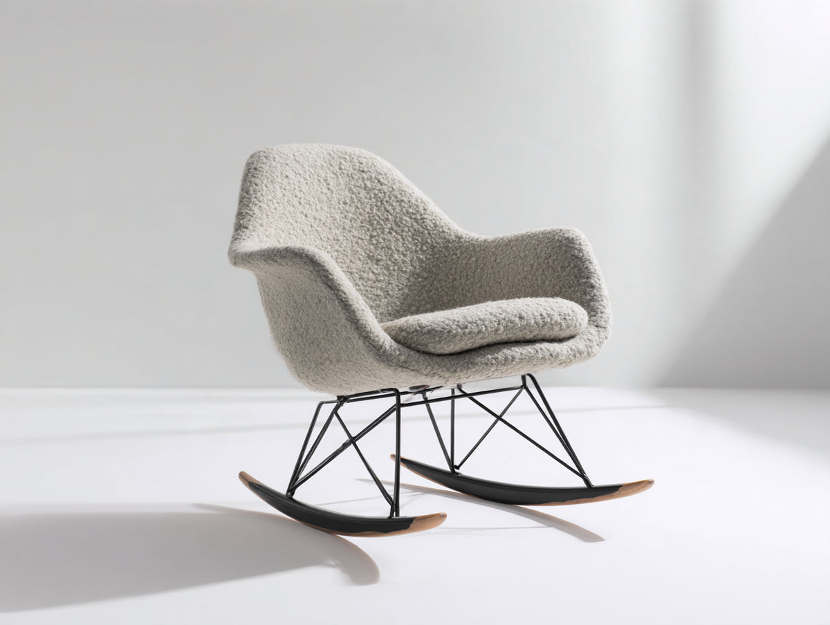 Mecedora 82x86x88 cm - beige-negro - asiento envolvente con base de balanceo
