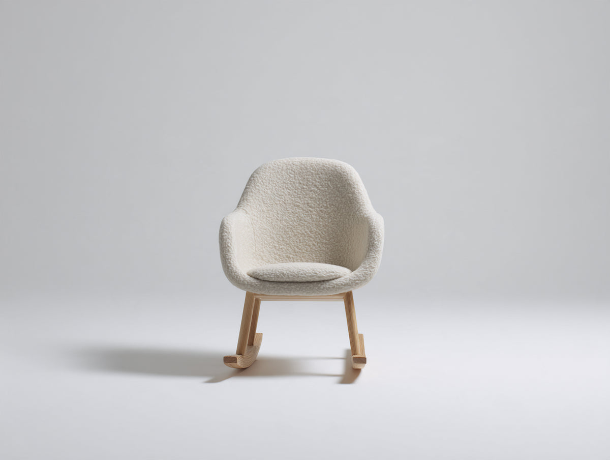 Mecedora de borreguito 75x80x90 cm - blanco crema - estructura de madera y diseño moderno