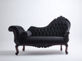 Chaise longue de terciopelo 185x80x100 cm - negro - diseño clásico capitoné con estructura tallada