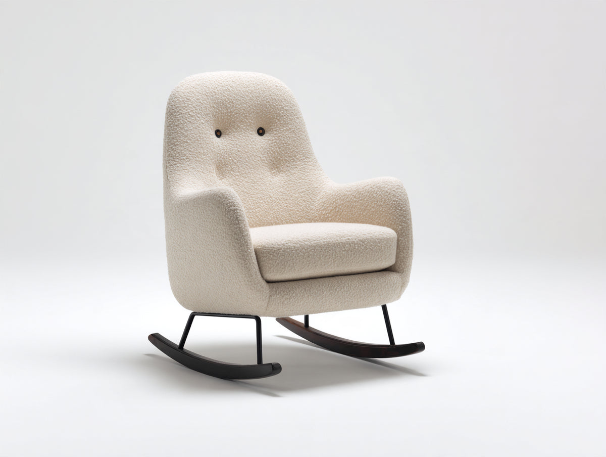 Mecedora 78x88x102 cm - beige-negro - respaldo alto con asiento acolchado