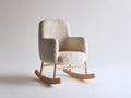 Mecedora 76x84x92 cm - blanco crema-marrón claro - asiento envolvente con base curva de madera