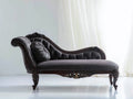 Chaise longue de terciopelo 185x75x95 cm - Gris oscuro-Marrón oscuro - Estilo clásico capitoné