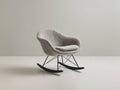 Mecedora tapizada 82x88x86 cm - Gris claro-Negro - Diseño envolvente con base curva