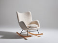 Mecedora tapizada 79x91x103 cm - Blanco crema-Marrón - Respaldo alto y patines curvos