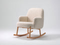Mecedora de tejido bouclé y madera 72x88x98 cm - crema-marrón claro - diseño moderno con base curva