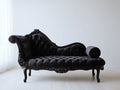 Chaise longue de terciopelo 190x80x100 cm - Negro - Estilo clásico capitoné
