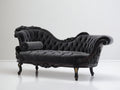 Chaise longue de terciopelo 210x85x95 cm - negro - diseño clásico capitoné con estructura tallada