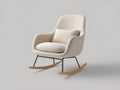 Mecedora de borreguito 82x86x98 cm - blanco crema - estructura metálica con patines de madera