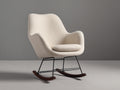 Mecedora de tejido bouclé metal y madera 75x90x98 cm - crema-negro-marrón oscuro - diseño moderno con base curva