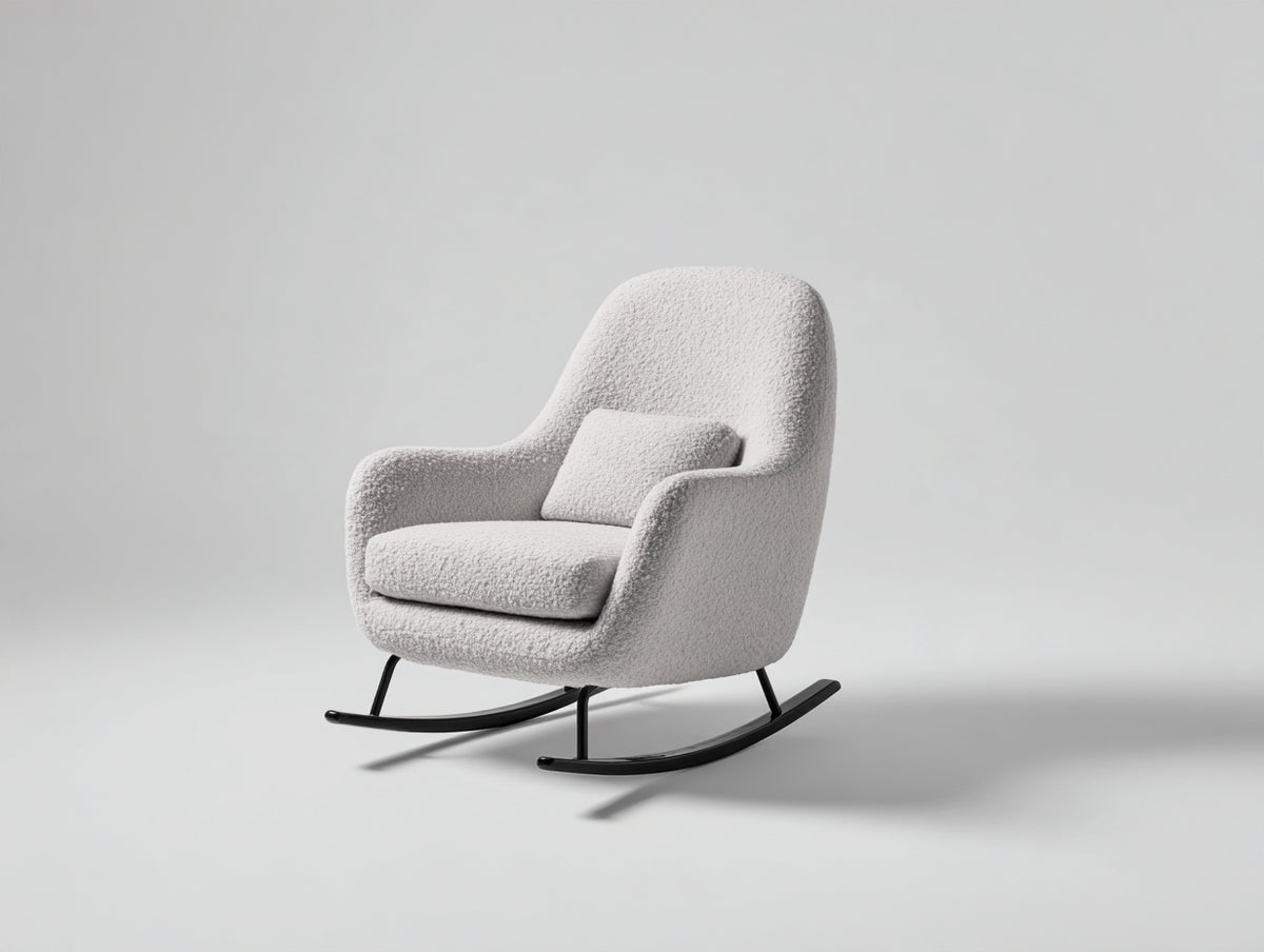 Mecedora 78x90x98 cm - blanco-negro - tapizado de textura suave con base curva